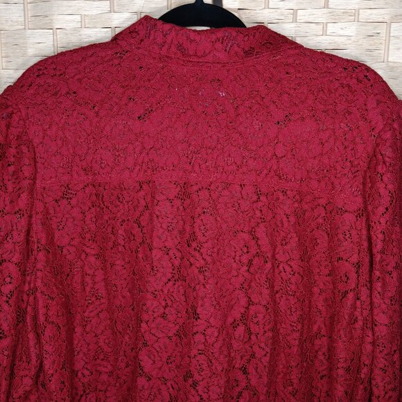 Chico's Lace Long Sleeve Blouse Floral XL 16 Button Down Rayon Blend - Picture 6 of 7